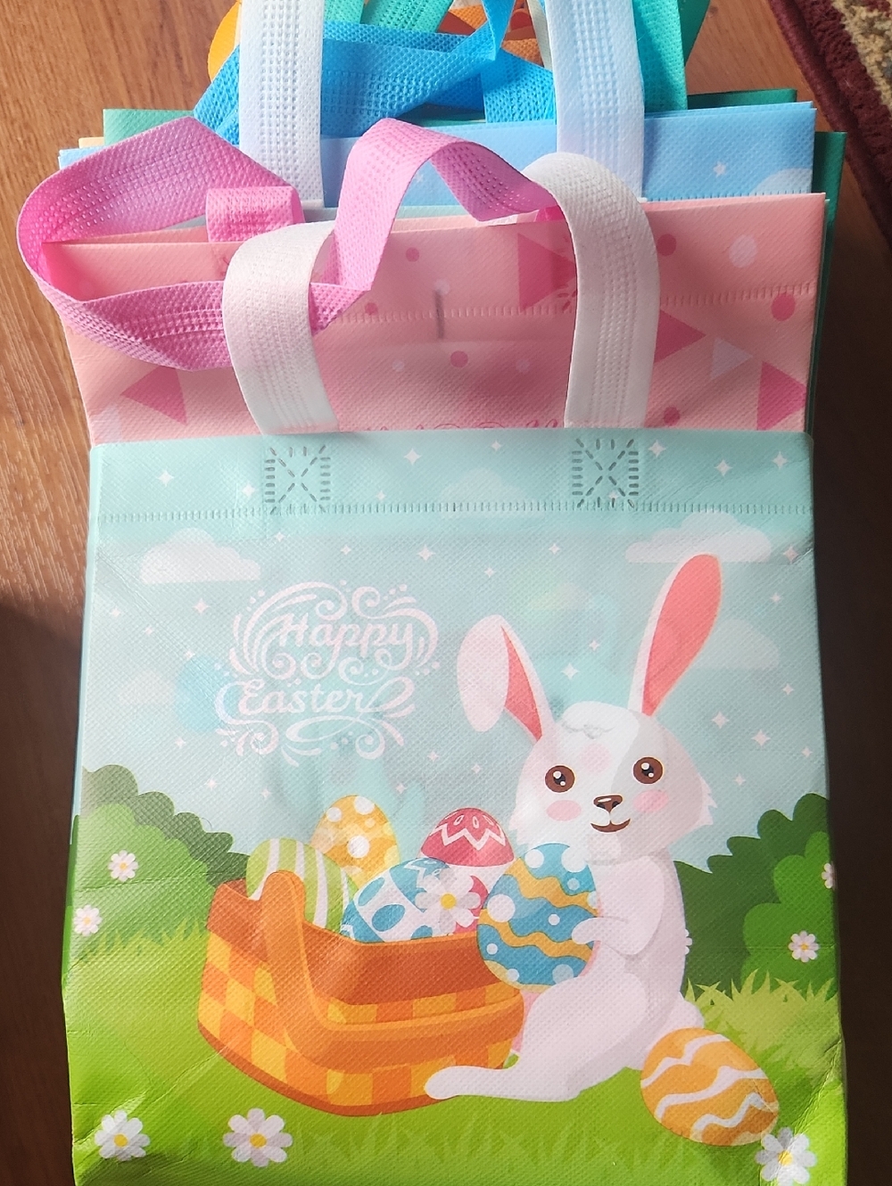 Easter Bunny Reusable Gift Bag & Eggs - Pastel Mint & Pink